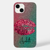 Modern Glam Glittery Kiss Lipstick Impressum Case-Mate iPhone Hülle (Rückseite)