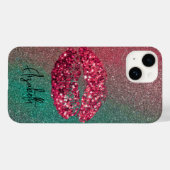 Modern Glam Glittery Kiss Lipstick Impressum Case-Mate iPhone Hülle (Rückseite (Horizontal))