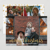 Modern Glam Gold Confetti 3 Foto Weihnachten (Vorne/Hinten)