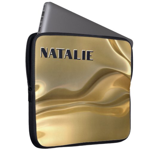 Modern Glam Gold Foil Monogram Laptopschutzhülle (Vorne Rechts)