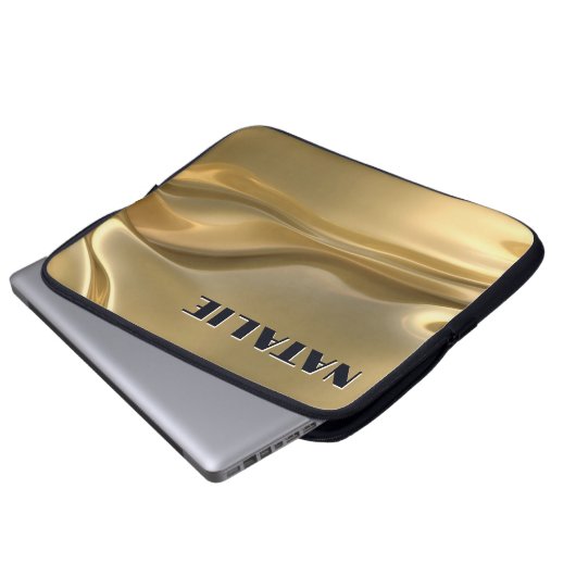 Modern Glam Gold Foil Monogram Laptopschutzhülle (Vorne Knopf)