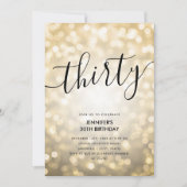 Modern Glam Gold Glitzer Lights 30. Geburtstag Einladung (Vorderseite)