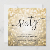 Modern Glam Gold Glitzer Lights 60. Geburtstag Einladung (Vorderseite)