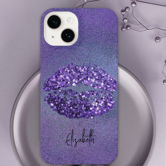 Modern Glam Lila Glittery Kiss Lipstick Impressum iPhone Hülle