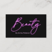 Modern glam lila Neon Schönheitsskriptlogos qr Visitenkarte (Vorderseite)