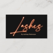 Modern glam orange Neon Lashes Drehzeichen Logo qr Visitenkarte (Vorderseite)