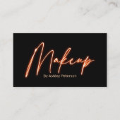 Modern glam orange Neon Make-up Script Logo qr Cod Visitenkarte (Vorderseite)
