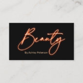 Modern glam orange neon Schönheitsskript Logo qr Visitenkarte (Vorderseite)