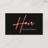 Modern glam orange Neonhaar Logo qr Visitenkarte (Vorderseite)