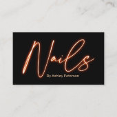 Modern glam orange Neonnägel Skript-Logo qr-Code Visitenkarte (Vorderseite)