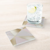 Modern Glam Pink Gold Geometric Glasuntersetzer (Schrägansicht)