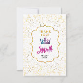 Modern Glam Princess Tiara Confetti Watercolor Dankeskarte (Vorderseite)