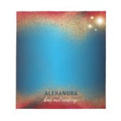Modern Glam Red Blue Gold Glitzer Hair & Makeup Notizblock (Vorderseite)