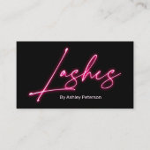 Modern glam rosa Neon Lashes Drehzeichen Logo qr C Visitenkarte (Vorderseite)