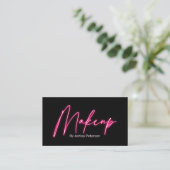 Modern glam rosa Neon Make-up-Skript Logo qr Visitenkarte (Stehend Vorderseite)