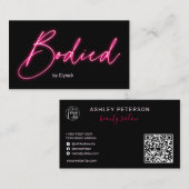 Modern glam rosa Neon rostfarbenes Skriptlogo qr C Visitenkarte (Vorne/Hinten)