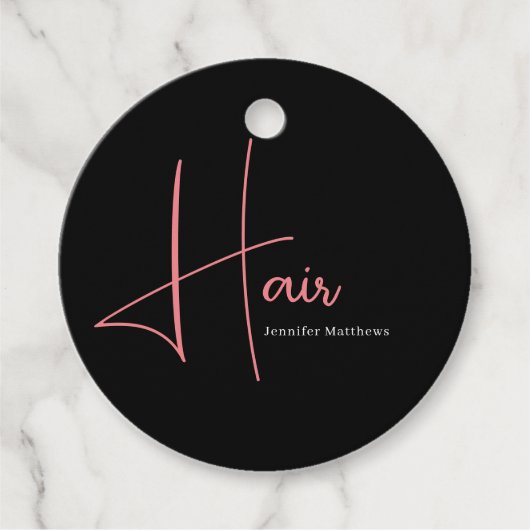 Modern Glam rosa Neonhaar Techniker Maniküre Geschenkanhänger (Vorderseite)