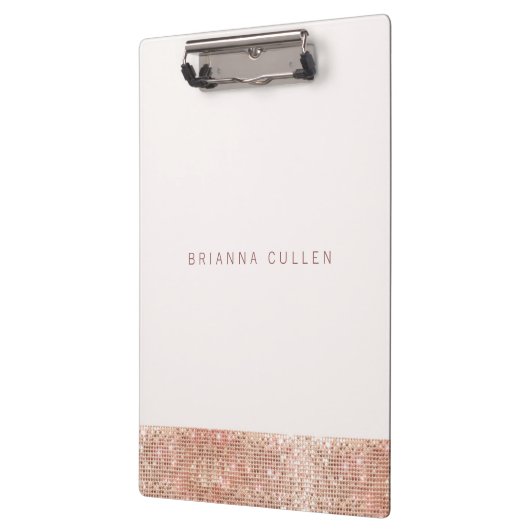 Modern Glam Rose Gold Sequel Black Klemmbrett (Links)