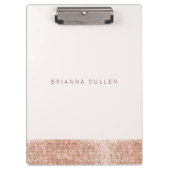 Modern Glam Rose Gold Sequel Black Klemmbrett (Vorderseite)