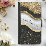 Modern Glam Schwarz-weiß Gold Glitzer Name Geldbeutel Hülle Für Das Samsung Galaxy S5<br><div class="desc">Dieses elegante Design besticht durch schlichte Schwarz-Weiß-Wellen, die mit luxuriösem goldfarbenem Glitzer angereichert sind und einen eleganten und modernen Look schaffen. Personalisiert mit Ihrem Namen, bietet dieses stilvolle Gehäuse nicht nur Premium-Schutz für Ihr iPhone, sondern auch eine Touch von Eleganz und Individualität. Ideal für diejenigen, die Liebe haben, moderne Ästhetik...</div>