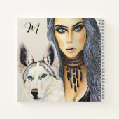 Modern Glam Woman & Husky Wolf Dog Monogram Notizblock (Rückseite)