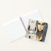 Modern Glam Woman & Husky Wolf Dog Monogram Notizblock (Innenseite)