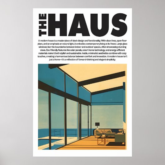 Modern Glass House Art Print Minimalist Poster (Vorne)