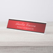 Modern Glassy Red & Black- Add Logo, Name, Title Schreibtischnamensplakette (Vorderseite )