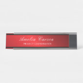 Modern Glassy Red & Black- Add Logo, Name, Title Schreibtischnamensplakette (Vorderseite )