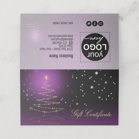 Modern Gleamy Shiny Weihnachtsbaum Geschenkkarte Platzkarte (Außenseite Aufgefaltet)