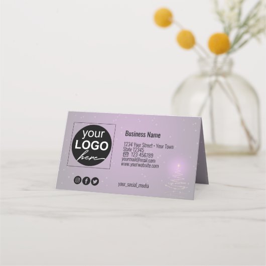 Modern Gleamy Shiny Weihnachtsbaum Geschenkkarte Platzkarte (Rückseite)