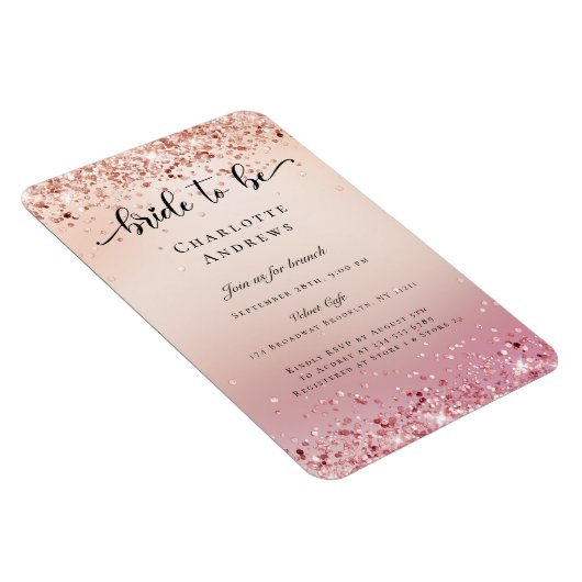 Modern, Glitter Bride to be Einladung Magnet (Rechte Seite)