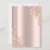 Modern Glitter Drips Floral Rose Gold Quinceanera Einladung (Rückseite)