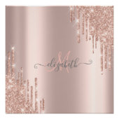 Modern Glitter Drips Rose Gold Monogram Poster (Vorderseite)