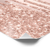 Modern Glitter Drips Rose Gold Monogram Poster (Ecke)
