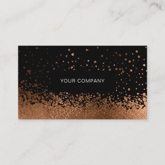 Modern Glitter Drop Orange-Gold Schwarz Visitenkarte (Vorderseite)