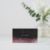 Modern Glitter Drop Rosegold Schwarz Visitenkarte (Stehend Vorderseite)