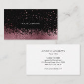 Modern Glitter Drop Rosegold Schwarz Visitenkarte (Vorne/Hinten)