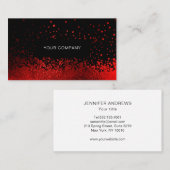 Modern Glitter Drop Rot Schwarz Visitenkarte (Vorne/Hinten)