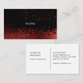Modern Glitter Drop Rot Schwarz Visitenkarte (Vorne/Hinten)