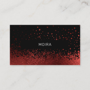 Modern Glitter Drop Rot Schwarz Visitenkarte