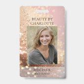 Modern Glitter Employee Photo ID Badge Ausweis (Vorderseite)