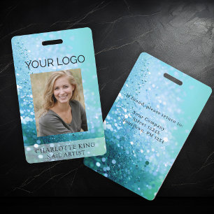 Modern Glitter Employee Photo ID Badge Ausweis