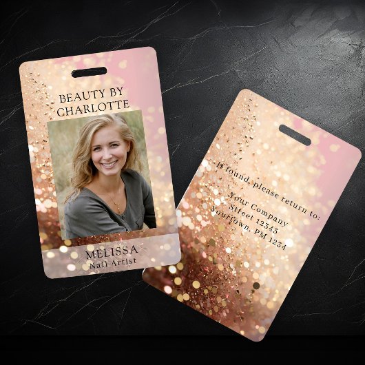 Modern Glitter Employee Photo ID Badge Ausweis