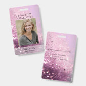 Modern Glitter Employee Photo ID Badge Ausweis (Vorder- & Rückseite)