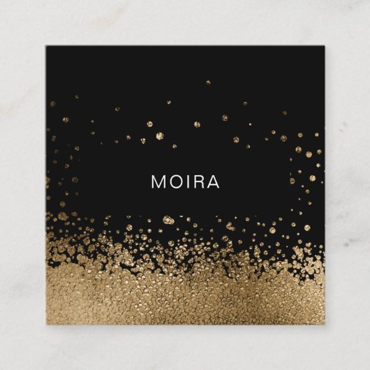 Modern Glitter Gold Schwarz Quadratische Visitenkarte (Vorderseite)