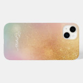 Modern Glitter Holographic Gold with Name Case-Mate iPhone Hülle (Rückseite (Horizontal))