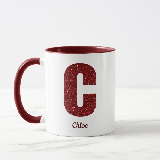 Modern Glitter Monogram C Mug with Name Tasse (Links)