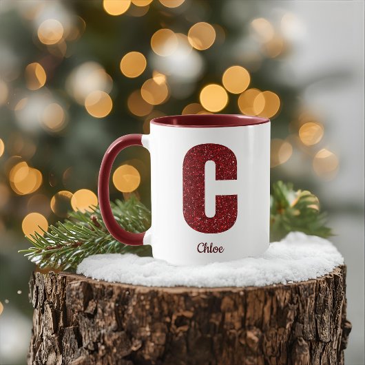 Modern Glitter Monogram C Mug with Name Tasse