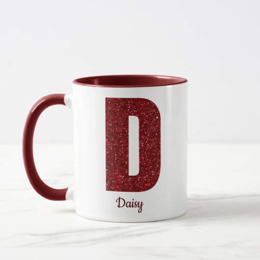 Modern Glitter Monogram D Mug with Name Tasse (Links)